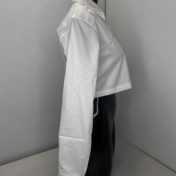 NEW TIBI Women's Shirt White Size XXS Eco Poplin Cropped Long Sleeve Button Down - Picture 8 of 12